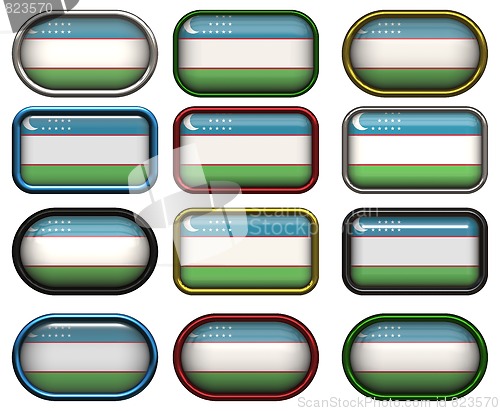 Image of 12 buttons of the Flag of uzbekistan