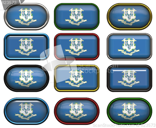 Image of twelve buttons of the Flag of Conneticut