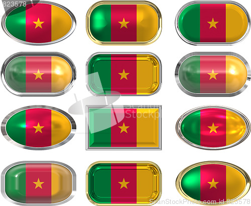 Image of twelve buttons of the Flag of Cameroon
