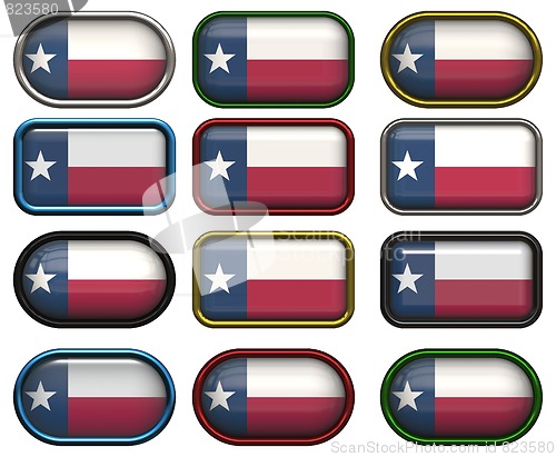 Image of 12 buttons of the Flag of Texas