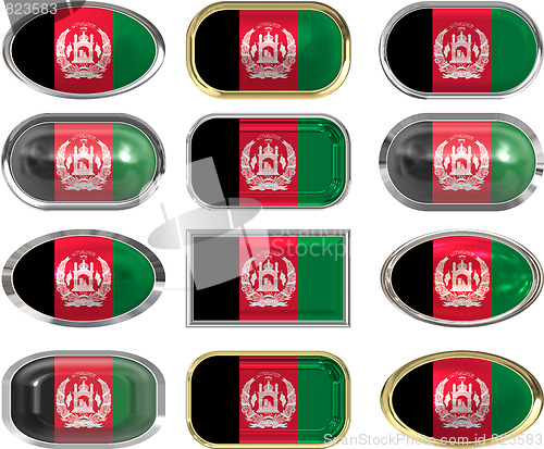 Image of twelve buttons of the  Flag of afghanistan