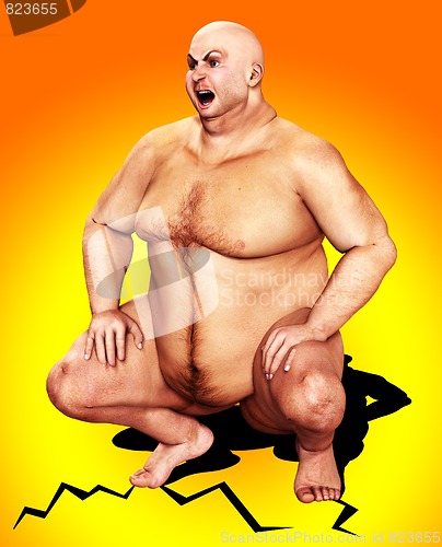 Image of Fat Man Cracking The Floor