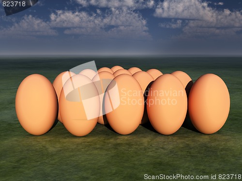 Image of Easter Eggs On Grass