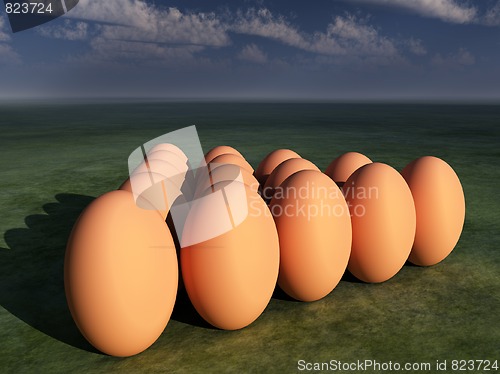 Image of Easter Eggs On Grass