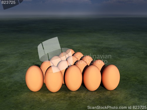 Image of Easter Eggs On Grass