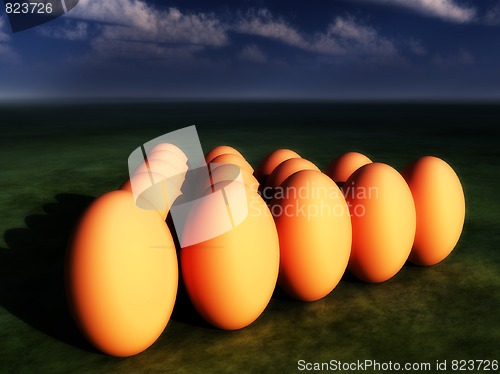 Image of Easter Eggs On Grass