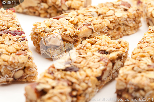 Image of Several Granola Bars Isolated on White