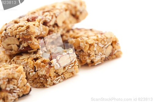 Image of Several Granola Bars Isolated on White