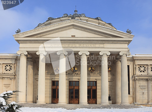 Image of The Romanian Athenaeum in winter