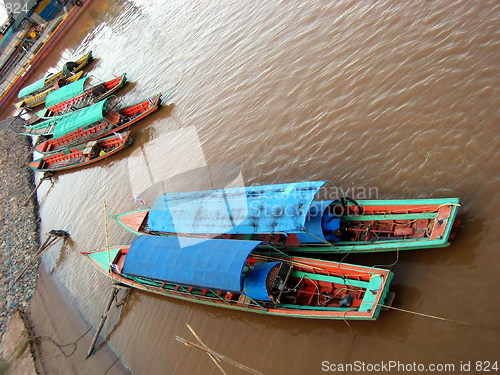 Image of River boats. Chiang Khong. Thailand