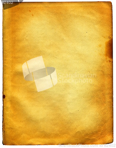 Image of Old textured paper with tattered edge. On white. BIG