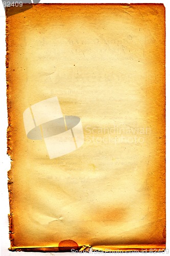 Image of Old textured paper with tattered edge. On white. #21