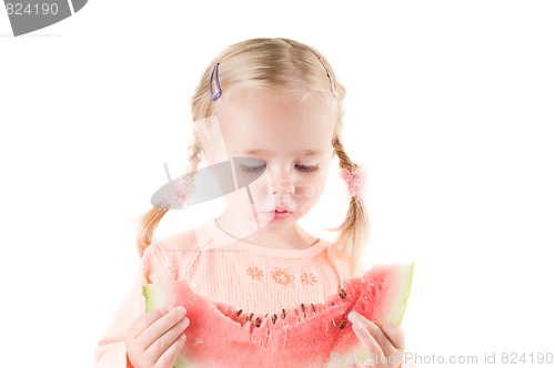 Image of Girl eating watermelon