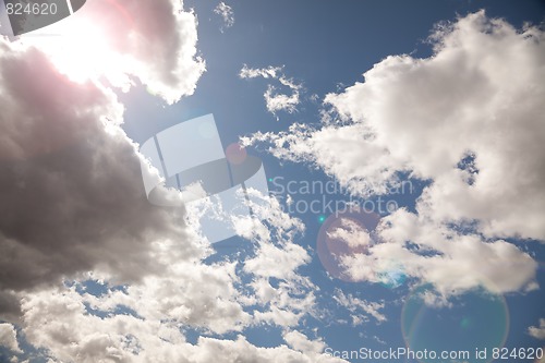 Image of Beautiful Sky and Clouds with Lens Flare