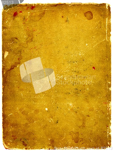 Image of Old textured paper with tattered edge. On white.