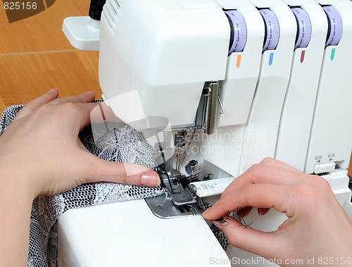 Image of sewing on the stitching machine