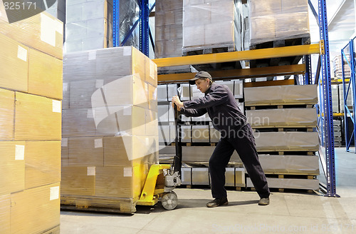 Image of worker at warehouse with loader