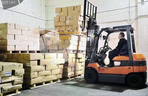 Image of Forklift loader in warehouse