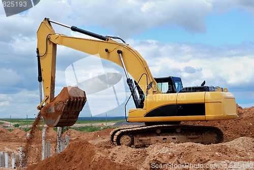 Image of Excavator loader at construction site