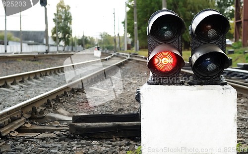 Image of red stop signal on a railway