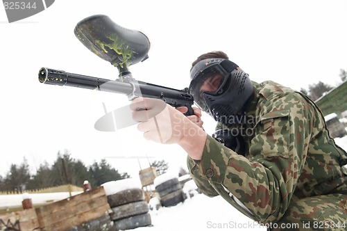 Image of Paintball extreme sport game player