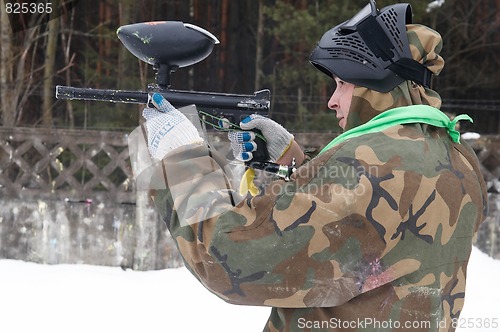 Image of Paintball extreme sport game player