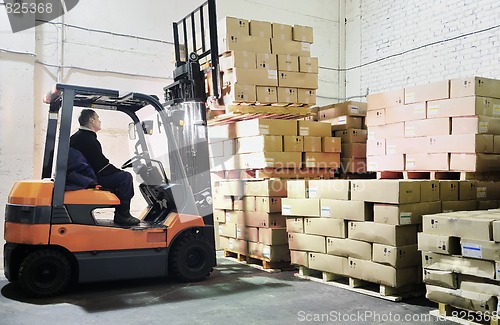 Image of Forklift loader in warehouse