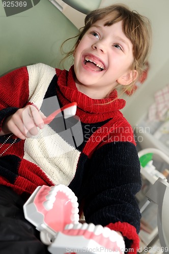 Image of Medical. Tooth cleaning training at dentist