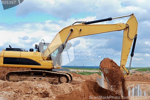 Image of Excavator loader at construction site