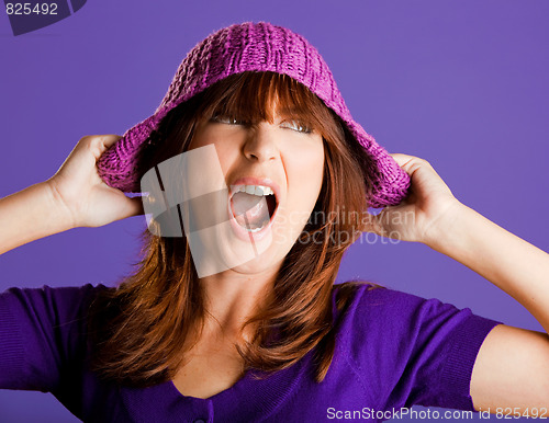 Image of Beautiful woman yelling