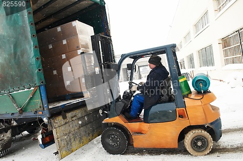 Image of warehouse forklift loader work