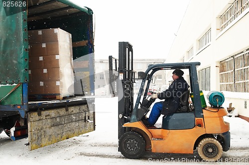 Image of warehouse forklift loader work