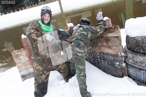 Image of two Paintball extreme game players
