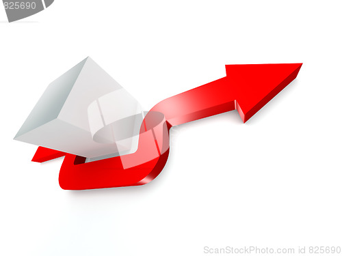 Image of conceptual 3d rendered image of arrow