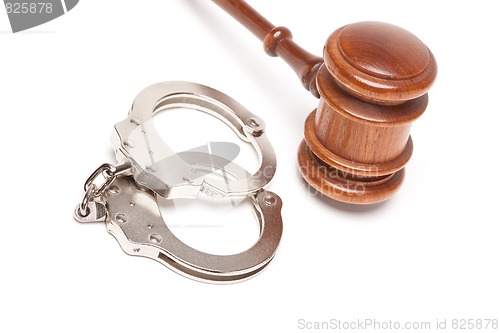 Image of Gavel and Handcuffs on White