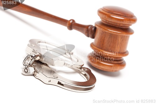 Image of Gavel and Handcuffs on White