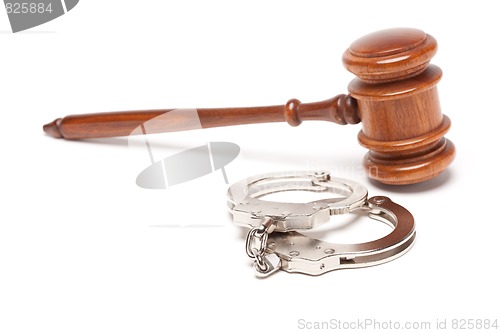 Image of Gavel and Handcuffs on White