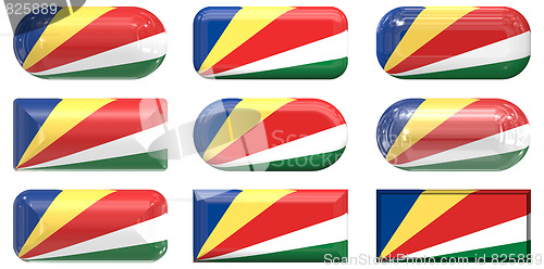 Image of nine glass buttons of the Flag of the Seychelles