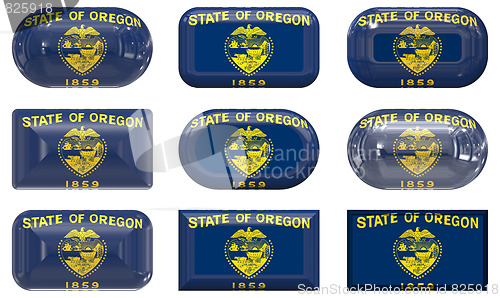 Image of nine glass buttons of the Flag of Oregon