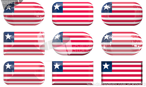 Image of nine glass buttons of the Flag of Liberia