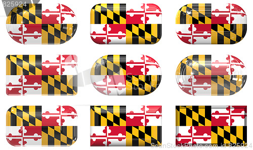 Image of nine glass buttons of the Flag of Maryland