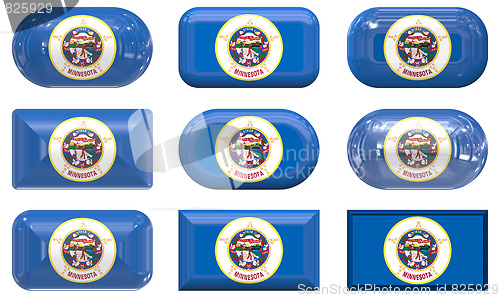 Image of nine glass buttons of the Flag of Minnesota