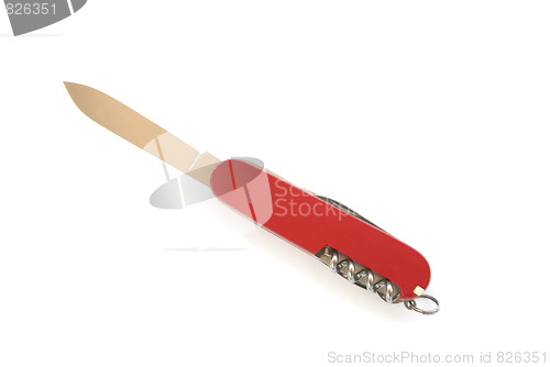 Image of open red penknife