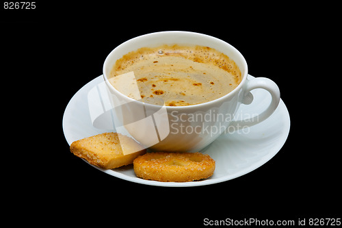 Image of Coffee cup over black background