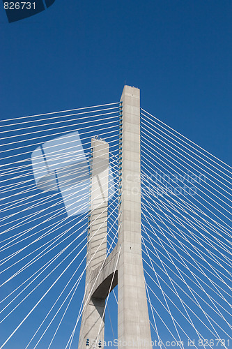 Image of detail of  bridge in Lisbon, Portugal