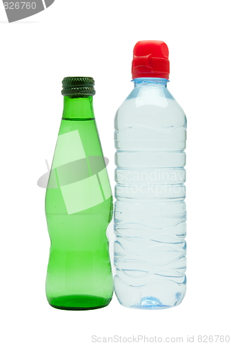 Image of Bottles of water isolated on the white