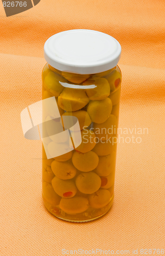 Image of Pickled olives in glass jar