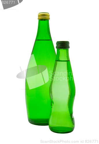 Image of Bottles of water isolated on the white