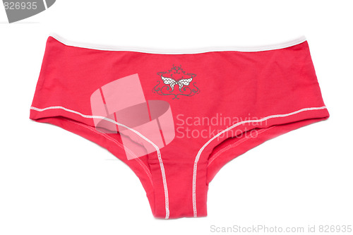 Image of Feminine underclothes, red panties drawing butterfly