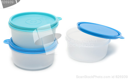 Image of Set round plastic container